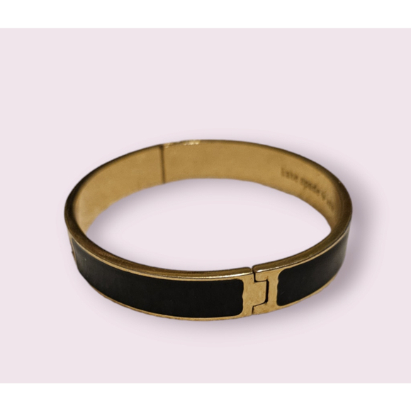 Kate Spade Black Enamel Hinged Bangle Bracelet w/bag - Picture 5 of 11
